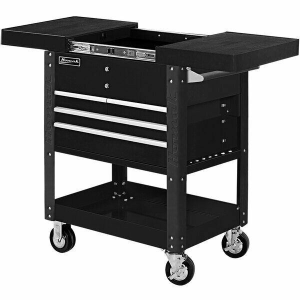 Homak Pro Series 35'' Black 4-Drawer Slide Top Service Cart BK06043500 571BK06043500